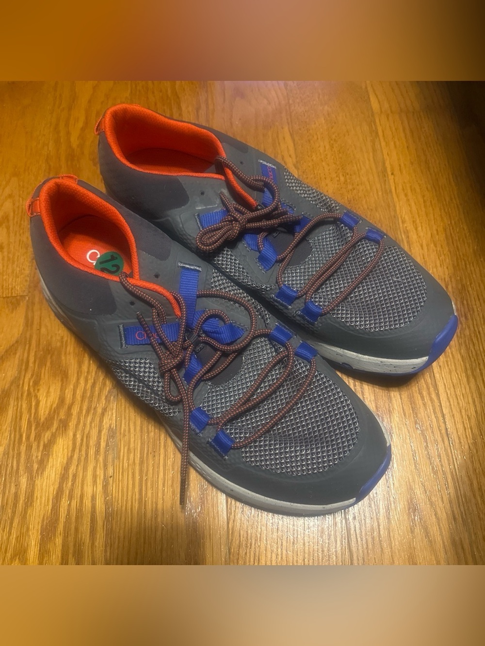 Men's Chaco Gray Athletic Sneakers with Blue Accents and Orange Lining
